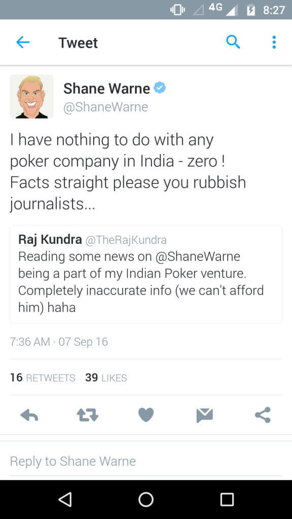 Shane Warne Twitter